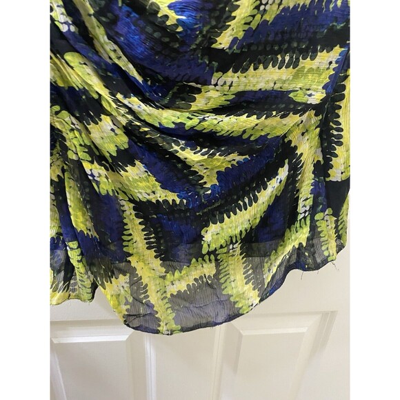 Etcetera Women’s 12 Yellow And Blue Floral Sleeveless Blouse Ruffle - Picture 5 of 12